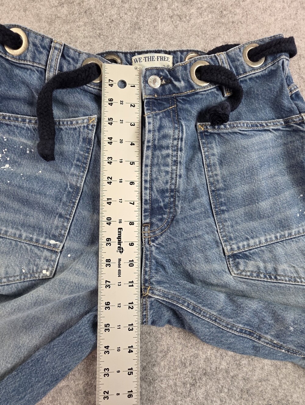 Free People We The Free Moxie Low Slung Pull-On Barrel Jeans Paint Splatter 28 - Picture 5 of 8